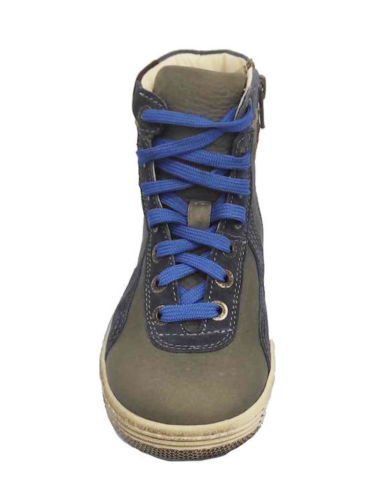 Δερμάτινα Παιδικά Μποτάκια με Φερμουάρ Γκρι