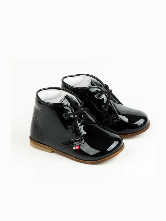 Emel Kids Patent Leather Boots with Lace Black