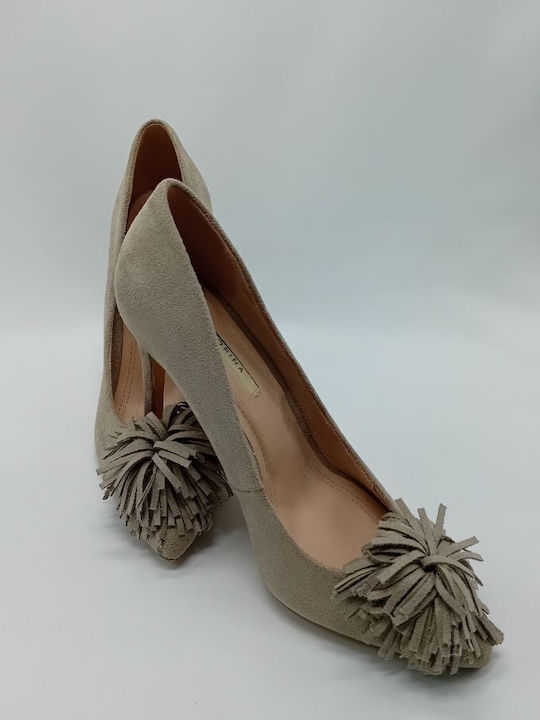 Corina Synthetic Leather Pointed Toe Gray High Heels