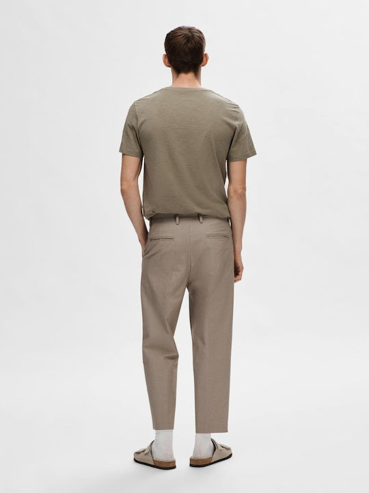 Selected Pantaloni pentru bărbați Elastice cu Croială Lejeră Beige