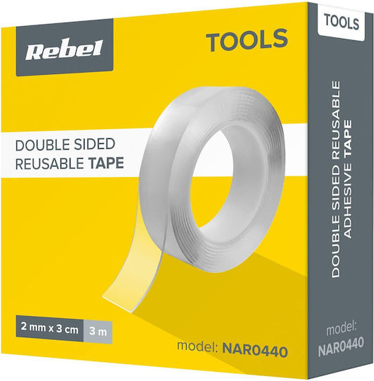 Rebel Self-Adhesive Double-Sided Tape Transparent 30mmx3m 1pcs