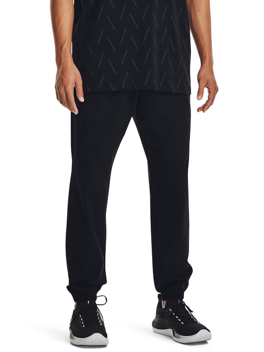 Stretch Woven Παντελόνι Φόρμας με Λάστιχο Μαυρο