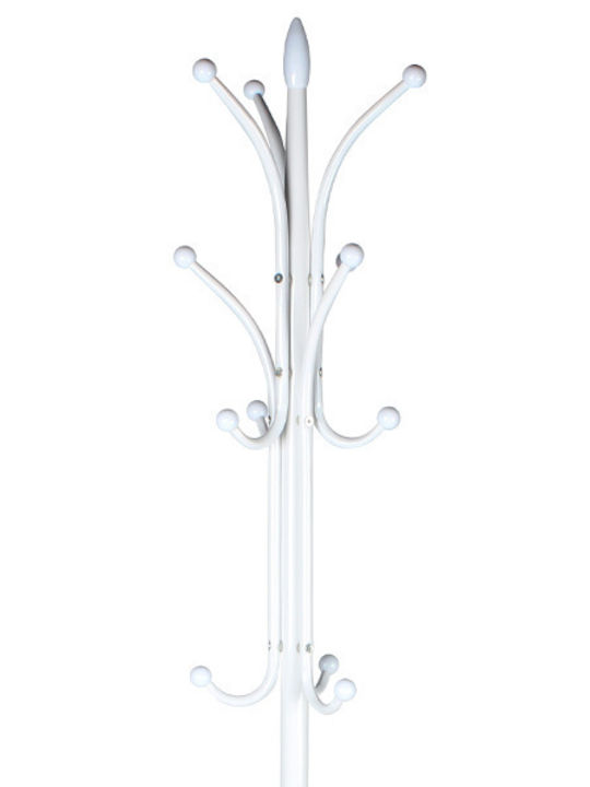 Keskor Freestanding Coat Rack Metallic White 37x37x187cm