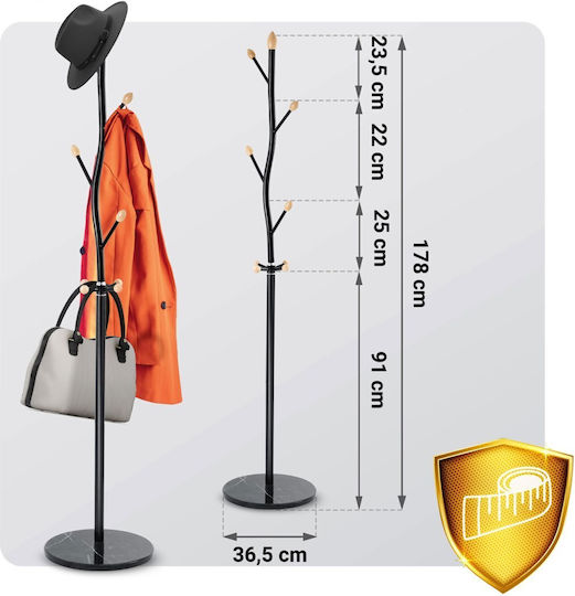 Metallic Coat Rack Black Massido 178cm