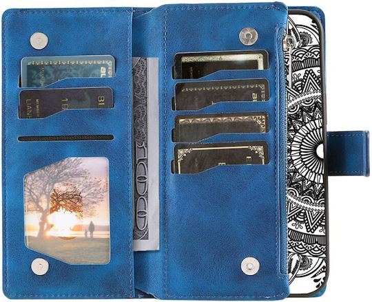 Flowers Embossed Wallet Blue (Galaxy A05s)