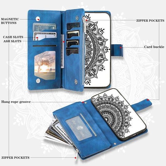 Flowers Embossed Wallet Blue (Galaxy A05s)