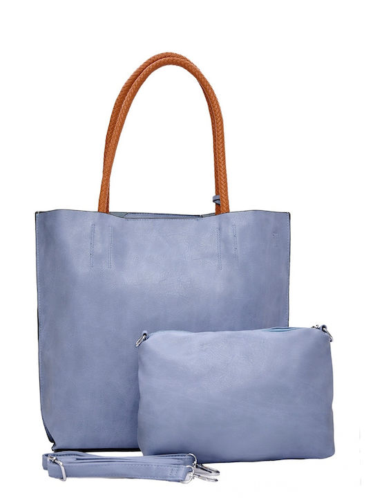 Bag to Bag Set Din piele Geantă de damă Cumpărător De umăr Albastră