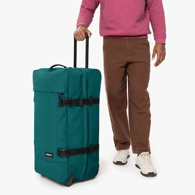 Eastpak Tranverz Large Travel Suitcase Peacock Green with 4 Wheels Height 79cm.