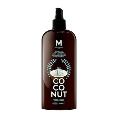 Mediterraneo Sun Coconut Suntan Oil Dark Tanning Waterproof Sunscreen Oil for the Body SPF15 100ml