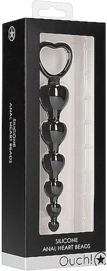Shots Ouch Anal Heart Beads Πρωκτικές Μπίλιες Μαύρες 18.5cm