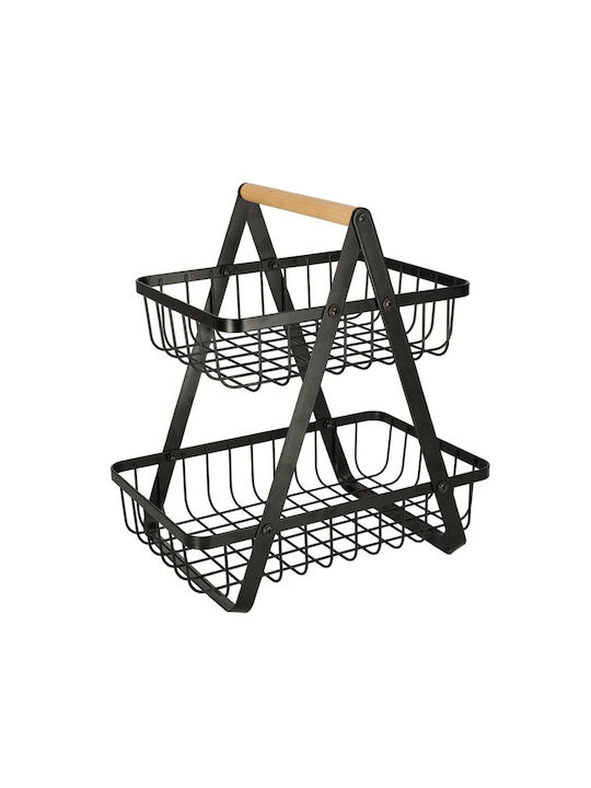 Obstschale Metallisch 2 Niveaus Schwarz 29.5x27x17.5cm
