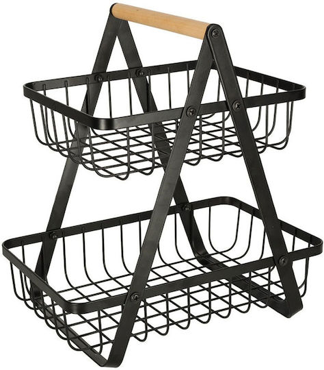 Fruitieră Metalic 2 nivele Negru 29.5x27x17.5buc