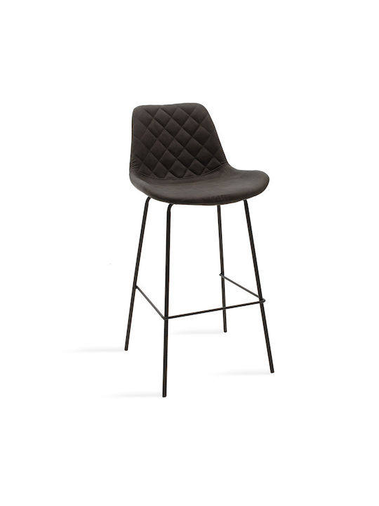 Stool Bar with Backrest Upholstered with Leatherette Faith Charcoal 2pcs 50x54x104cm