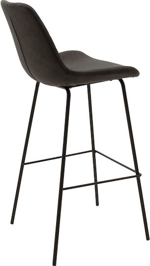Hocker Bar mit Rückenlehne Gepolstert mit Kunstleder Faith Charcoal 2Stück 50x54x104cm