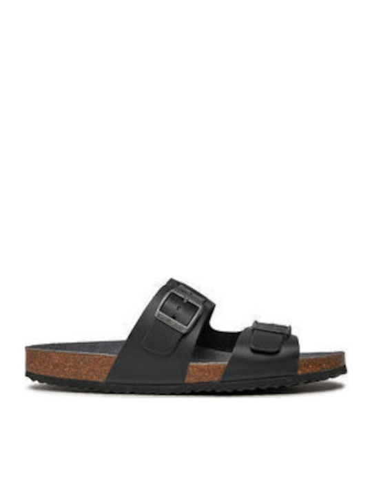 U Sandal Ghita B Δερμάτινα Ανδρικά Σανδάλια σε Μαύρο Χρώμα