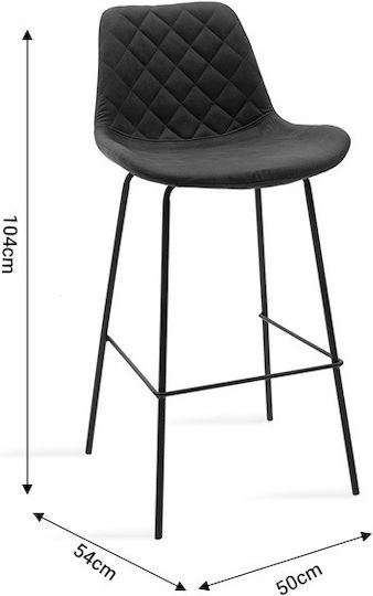 Hocker Bar mit Rückenlehne Gepolstert mit Kunstleder Faith Charcoal 2Stück 50x54x104cm