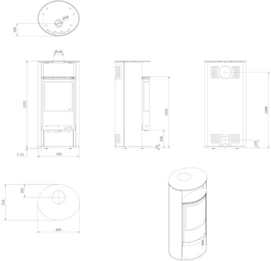Kratki Runa Ecodesign Keramik Holzofen 8kW Schwarz