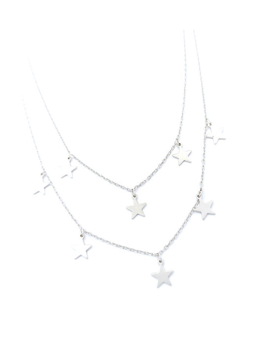 PS Silver Necklace Double with design Star from Silver