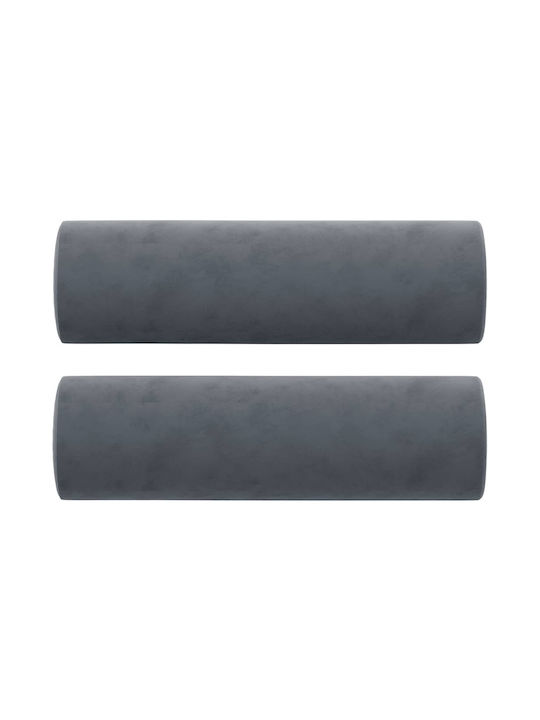 Two-Seater Velvet Couch Dark Gray with Decorative Pillows 138x77x80 cm