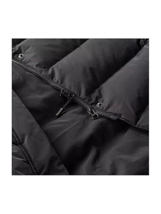 Lang Damen Puffer Jacke für Winter Schwarz
