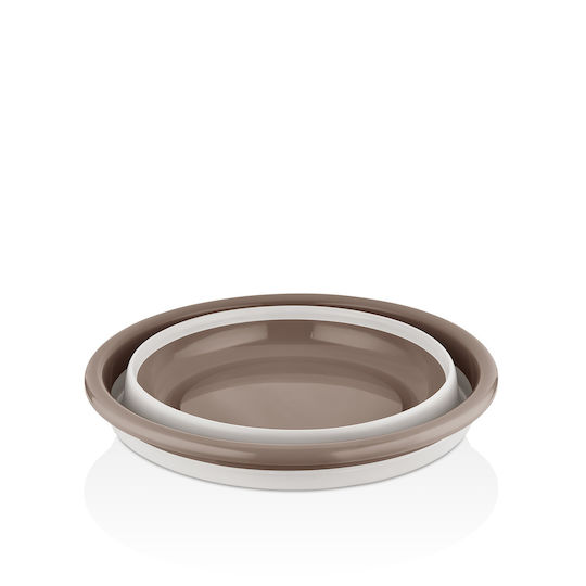 Qlux Klappbar Schüssel Rund 32x32cm Silikon Kapazität 5Es Beige