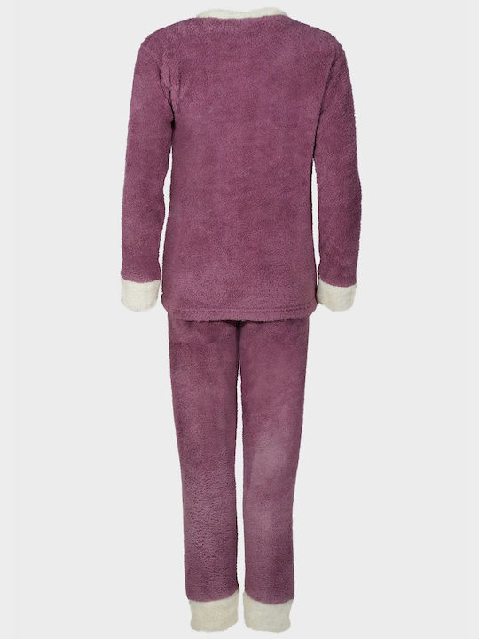 G Secret Winter Damen Pyjama-Set Vlies Purple