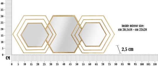 Mauro F Wall Mirror with Gold Metallic Frame 30x80cm 1pcs
