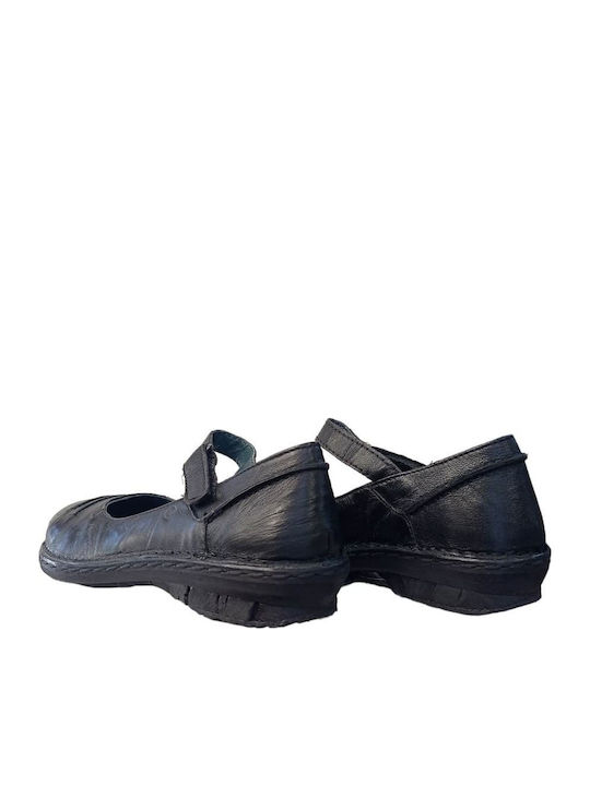 Lederne Damen Ballerinas in Schwarz Farbe