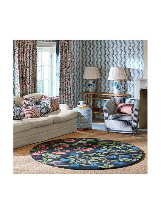 Sanderson Foraging Rug Round Indigo 146618 200x200cm