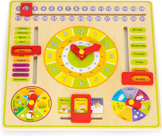 Ecotoys Calendar Clock Εκπαιδευτικό Παιχνίδι Εκμάθησης Ώρας από Ξύλο για 3+ Ετών