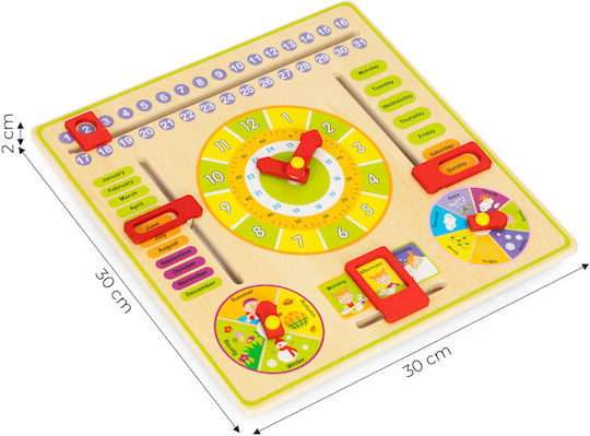 Ecotoys Calendar Clock Εκπαιδευτικό Παιχνίδι Εκμάθησης Ώρας από Ξύλο για 3+ Ετών