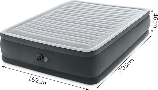 Intex Inflatable Sleeping Mattress with Built-in Electric Pump Comfort Plush Elevated 203x152x46εκ.