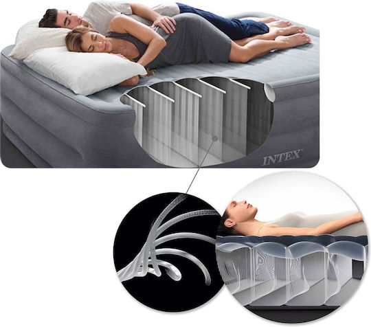 Intex Double Air Mattress with Integrated Electric Pump Comfort Plush 203x152x46cm