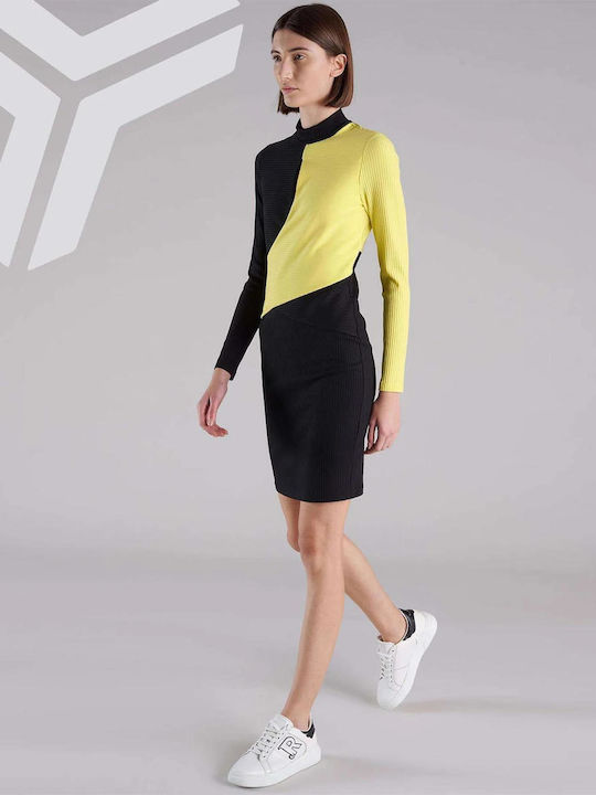 John Richmond Mini Kleid Black-Yellow