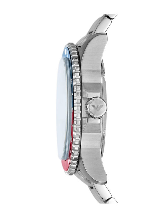 Emporio Armani Diver Ανδρικό Ρολόι 42mm Χρονογράφος Μπαταρίας με Γκρι Μεταλλικό Μπρασελέ