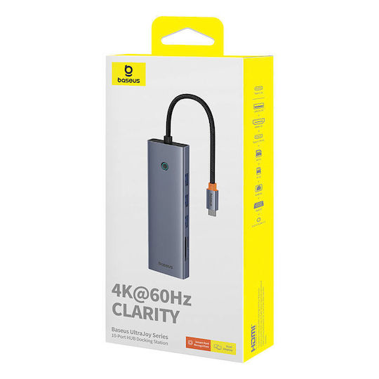 Baseus UltraJoy USB-C Stație de andocare cu HDMI 4K PD Ethernet Gri