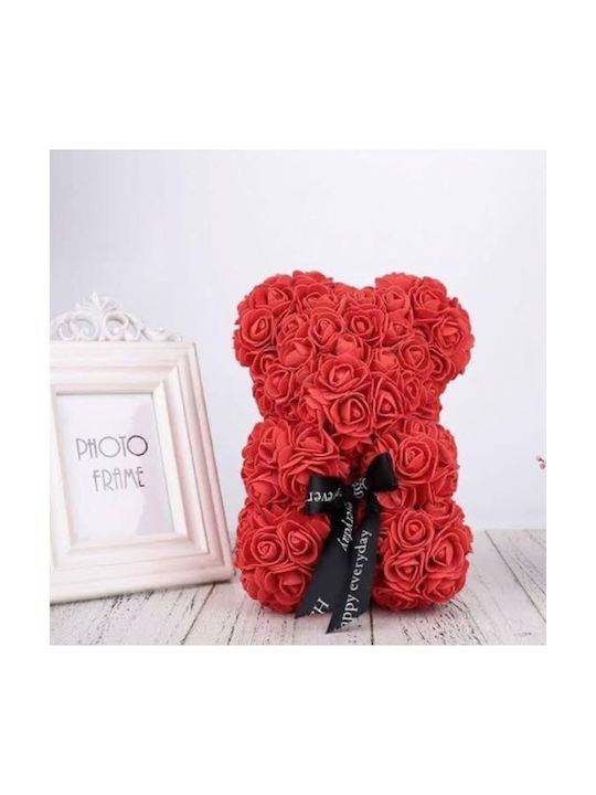 Bear of Artificial Roses Red 25cm in Box Vivva