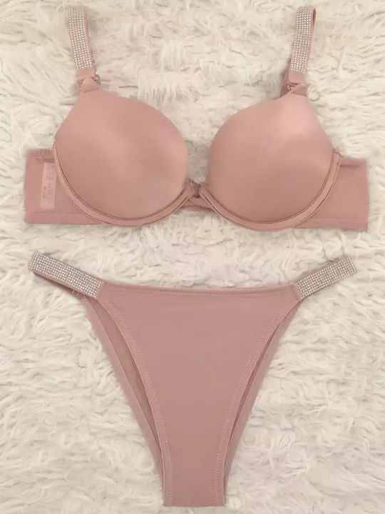 Cansoy Unterwäsche-Set für Damen mit Slip Rosa