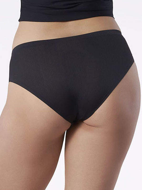 Julimex Baumwolle Damen Slip Nahtlos Schwarz