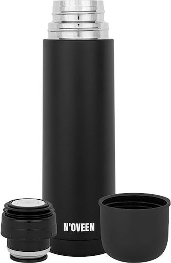 N'Oveen Μπουκάλι Θερμός Ανοξείδωτο 500ml Μαύρο