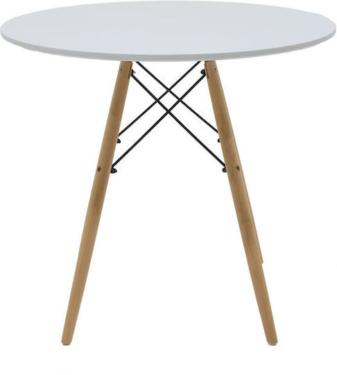Julita Round Table Dining Room Wooden White 80x80x73cm