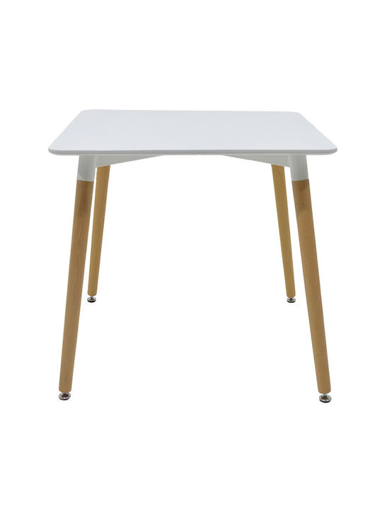 Natali Square Table Dining Room Wooden White 80x80x76cm