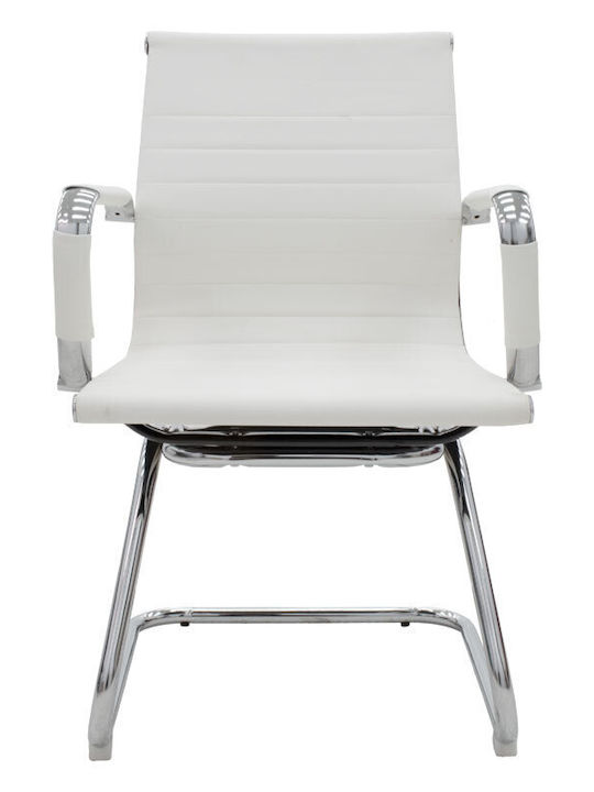 Chair Visitor Valter with Arms in White Color 55.5x52x95.5cm 1pcs