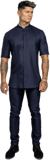 Le Nouveau Chef Mantel Koch 100% Baumwolle Herren Blau mit Langärmelig