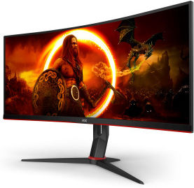 AOC CU34G2XP/BK Ultrawide VA HDR Gebogen Spiele-Monitor 34" QHD 3440x1440 180Hz mit Reaktionszeit 1ms GTG