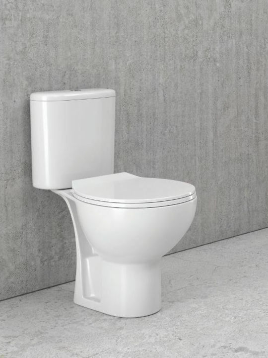 Karag Venice Stehende Toilette Randlos mit Spülung mit Deckel Sanftes Schließen Weiß Karag Venice Stehende Toilette Randlos mit Spülung mit Deckel Sanftes Schließen Weiß