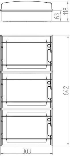 Eurolamp Wall mounted Waterproof 12-Elements Fuse Box W303xH642xD118mm