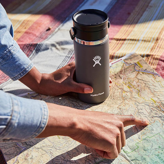 Hydro Flask Wide Mouth Бутилка Термос Неръждаема стомана Без BPA 500мл Black