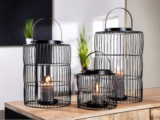 ArteLibre Tabletop Metallic Lantern Black ArteLibre Tabletop Metallic Lantern Black