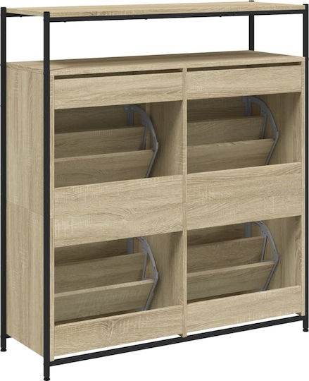 Holz Schuhschrank mit 4 Regalen Beige L100xW34xH112cm